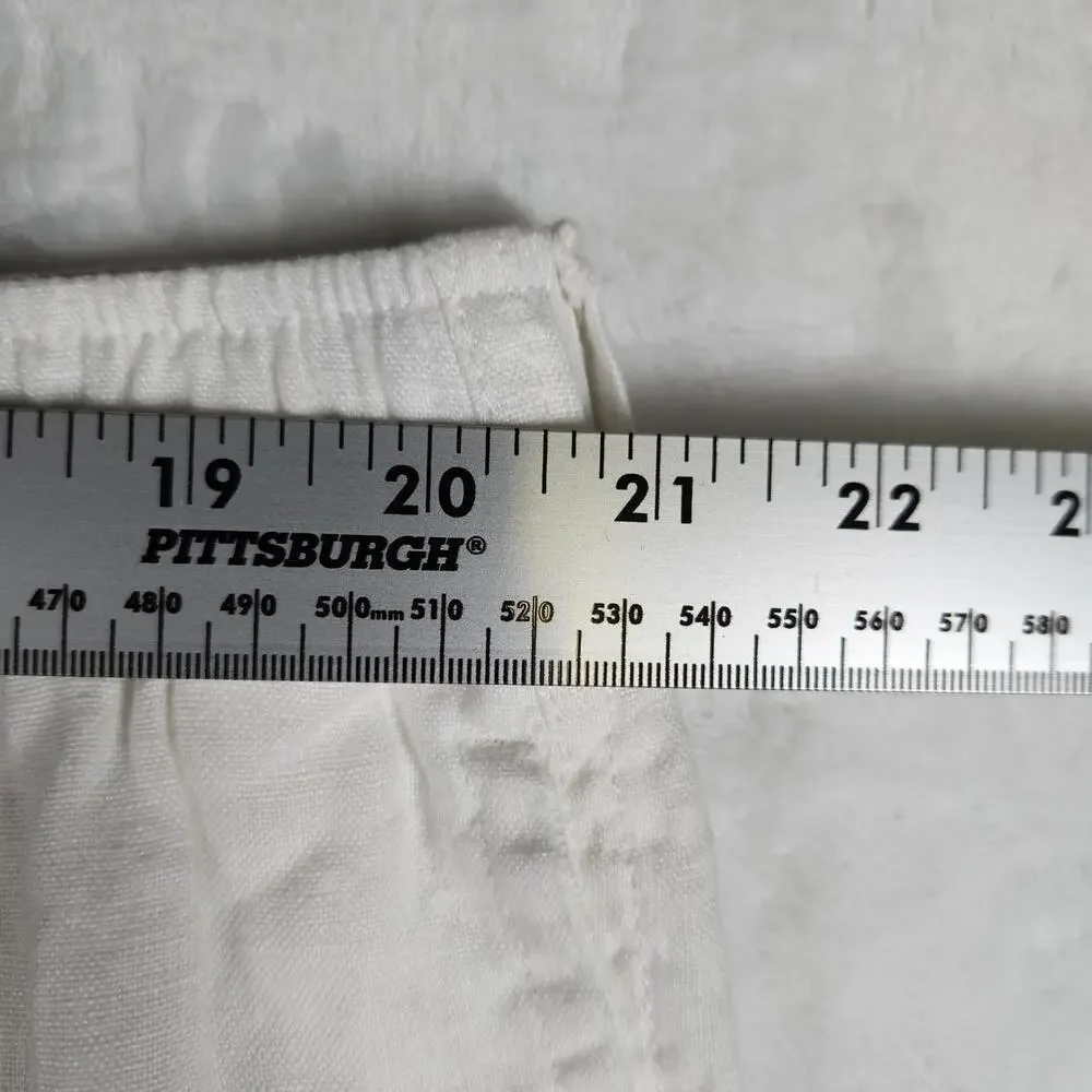 28‎ Palms 100% Linen Pants Drawstring Waist Casual Summer Beach White XXL 34